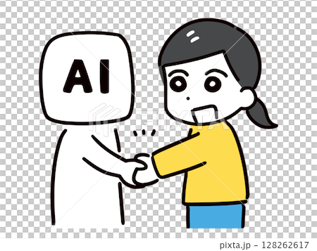 一位年輕女子與人工智慧共存 128262617