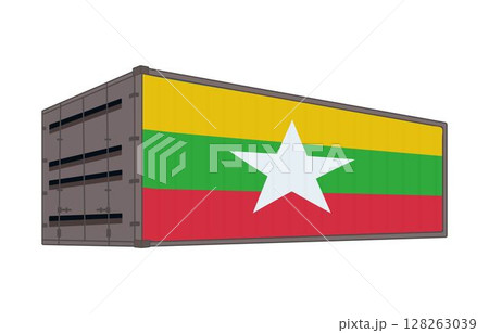 Myanmar national flag with shipping container Myanmar national flag with shipping container 128263039