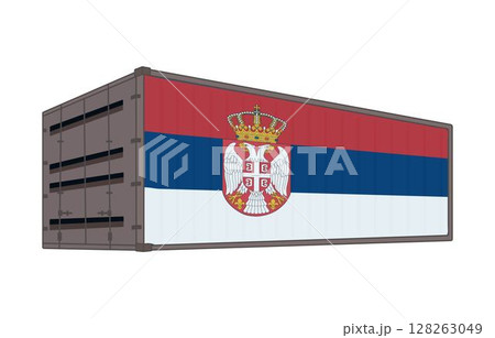 Serbia national flag with shipping container Serbia national flag with shipping container 128263049