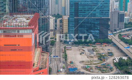 July 6 2025 Modern Urban Skyscraper View Featuring Glass Facades and Vibrant Cityscape 128263078
