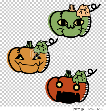 Cute Halloween pumpkin illustration set 128263202
