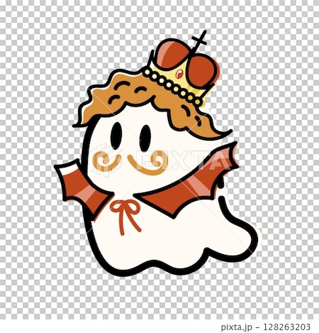 Cute king ghost Halloween illustration 128263203