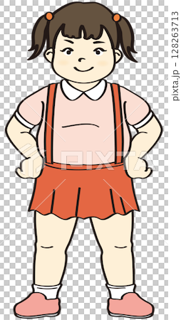 元気な小学生の女の子ども 128263713