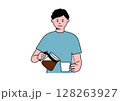 コーヒーを入れる男性 128263927
