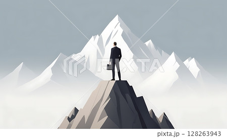崖の上に立つビジネスマン 128263943