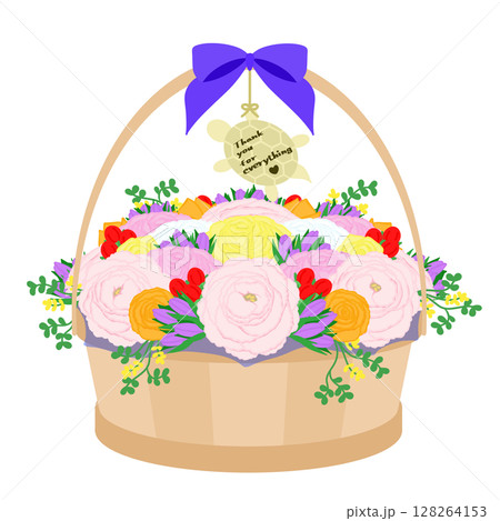 贈り物_フラワーバスケットのイラスト 128264153