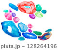 Colorful Hand Drawn Watercolor Spots Free Hand Texture 128264196