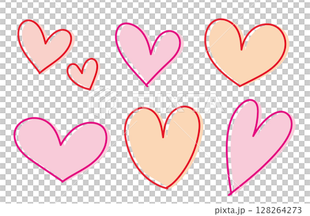 流行手繪心形圖示素材 流行手繪心形圖示素材 128264273