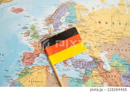 Bangkok, Thailand  November, 2025 Germany flag on world map. 128264488
