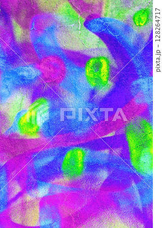 Vibrant Acid Trip Abstract Pattern in Neon Green, Blue, Purple, 80s, Y2K Designs 128264717