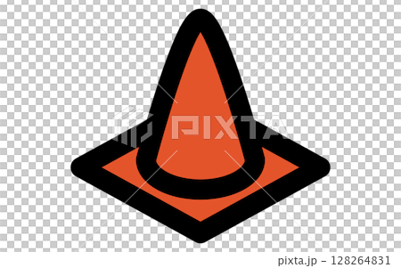 Simple line drawing isometric illustration of a traffic cone 128264831