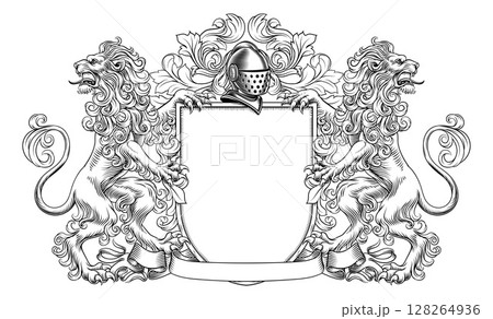 Coat of Arms Crest Lions Family Heraldic Shield Coat of Arms Crest Lions Family Heraldic Shield 128264936