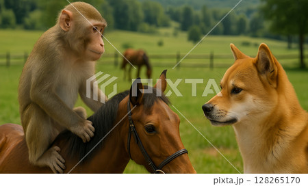 犬猿の仲!?シバらく“ウマ”が合わない日常 128265170