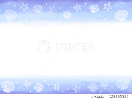 シェル 水彩 フレーム 紫 128265522