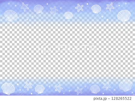 シェル 水彩 フレーム 紫 128265522