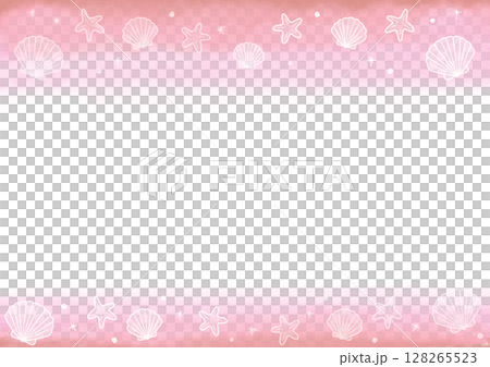 貝殼水彩框粉紅色 貝殼水彩框粉紅色 128265523