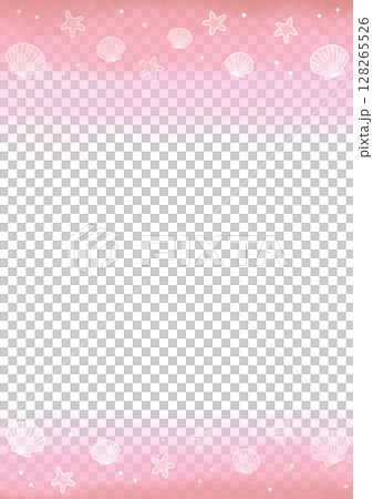 貝殼水彩框粉紅色垂直 貝殼水彩框粉紅色垂直 128265526