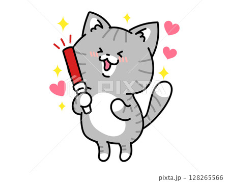 推し活をする猫ちゃん 赤担当 推し活をする猫ちゃん 赤担当 128265566