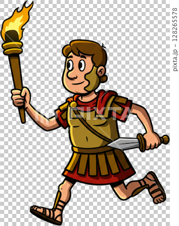 cartoon medieval knight with sword 128265578