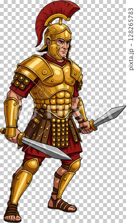 samurai warrior with swords cartoon 128265783