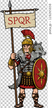 samurai warrior with swords cartoon 128265838