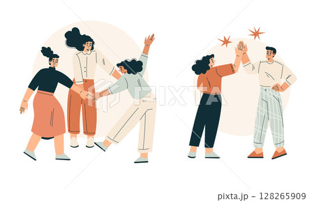 A Dynamic Group Interaction Illustration tailored specifically for the Modern Media landscape 128265909