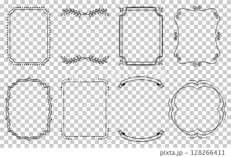 手描き風のエレガントなフレームセット（ベクター） 128266411