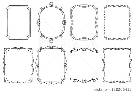 手描き風のエレガントなフレームセット（ベクター） 128266413
