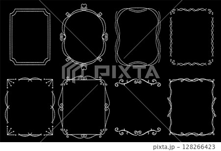 手描き風のエレガントなフレームセット（ベクター） 128266423