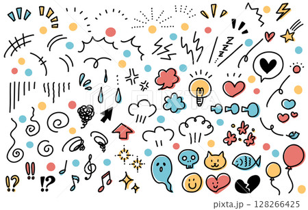 手書きの感情表現記号アイコンセット 手書きの感情表現記号アイコンセット 128266425
