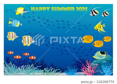 暑中見舞いテンプレート03 128266774