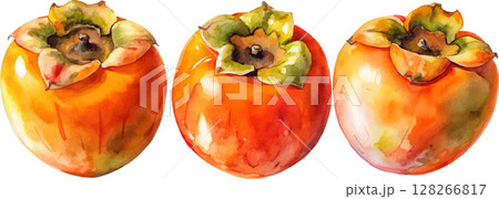 Three Juicy Persimmons 128266817