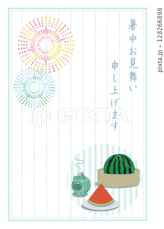 暑中見舞いテンプレート04 128266898