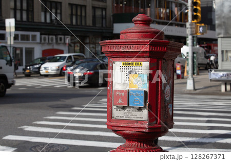 Fire and Police Emergency Alarm in new york. 128267371