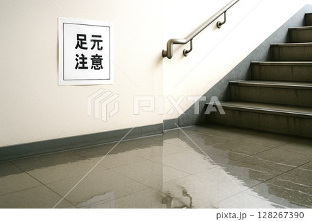 標識　立入禁止　警告サイン／フェンス設置例／注意喚起・工事・安全管理に 128267390