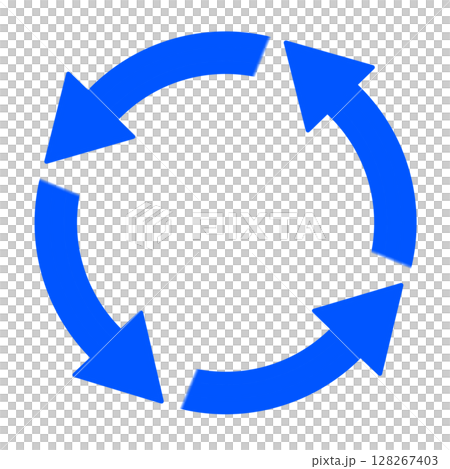 Simple circular cycle illustration of blue rotating arrows Simple circular cycle illustration of blue rotating arrows 128267403