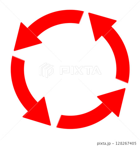 赤い回転矢印のシンプルなリサイクル風イラスト 128267405