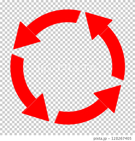 Simple recycling style illustration of red rotating arrow 128267405