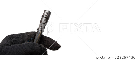 Heavy agriculture vehicles, tractors or automotive hydraulic hoses isolated on white background. Copy space or room for text 128267436