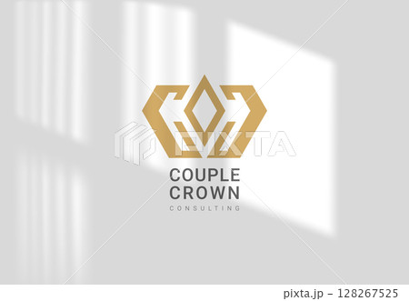 Crown vector icon. Geometric crown vector illustration clear monochrome logo design. Corporate gold branding element on white background with shadow presentation Crown vector icon. Geometric crown vector illustration clear monochrome logo design. Corporate gold branding element on white background with shadow presentation 128267525