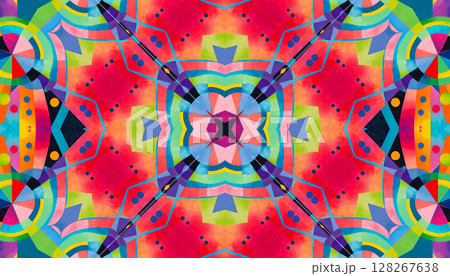 Bright colorful abstract kaleidoscopic pattern 128267638