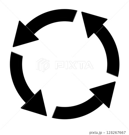 黒い回転矢印のシンプルな循環サイクルイラスト 黒い回転矢印のシンプルな循環サイクルイラスト 128267667