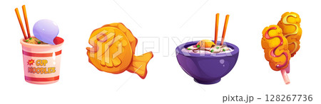 Cute Korean food cartoon icons 128267736