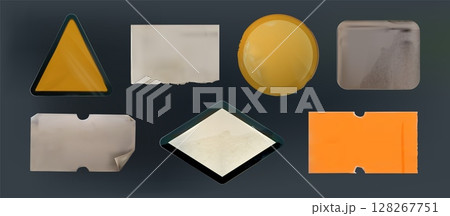 Collection of vintage blank sticker and price tag 128267751