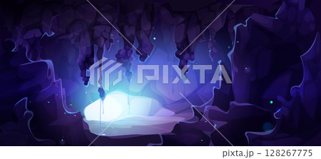 Magic cave interior with light through entrance 128267775