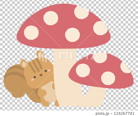 松鼠和秋天的蘑菇 松鼠和秋天的蘑菇 128267781