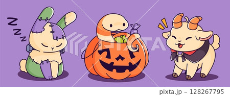 Kawaii Halloween animal character Kawaii Halloween animal character 128267795