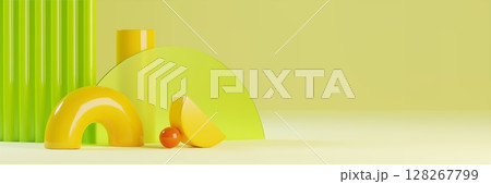 Playful kid display podium scene 128267799