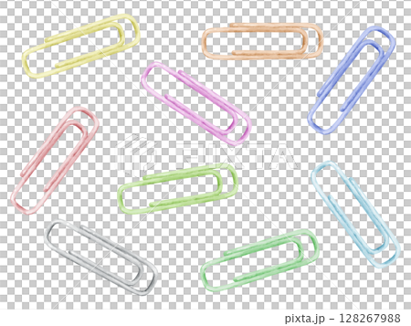 Set of colorful watercolor paperclips 128267988