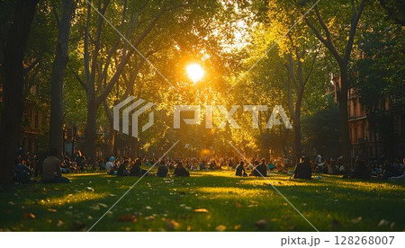 Golden Hour Serenity in a Vibrant Urban Park Setting Golden Hour Serenity in a Vibrant Urban Park Setting 128268007
